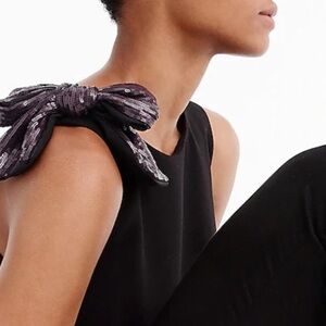 J. Crew black sequin bow top